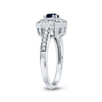 Gold 1/2ct Blue Sapphire and 1/3ct TDW Diamond Cluster Engagement Ring - Handcrafted By Name My Rings™
