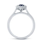 Gold 1/2ct Blue Sapphire and 1/3ct TDW Round Diamond Halo Engagement Ring - Handcrafted By Name My Rings™