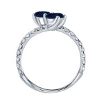 Gold 1/2ct Blue Sapphire and 1/4ct TDW Diamond 4-prong, 2-stone Engagement Ring - Handcrafted By Name My Rings™