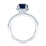 Gold 1/2ct Blue Sapphire and 3/4ct TDW Round Diamond Bridal Ring Set - Handcrafted By Name My Rings™