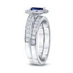 Gold 1/2ct Pear-Shaped Blue Sapphire and 1/2ct TDW Diamond Bridal Ring Set - Handcrafted By Name My Rings™