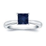 Gold 1/2ct Princess Cut Blue Sapphire Solitaire Ring - Handcrafted By Name My Rings™