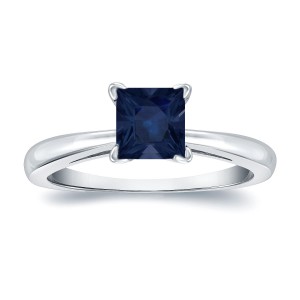Gold 1/2ct Princess Cut Blue Sapphire Solitaire Ring - Handcrafted By Name My Rings™