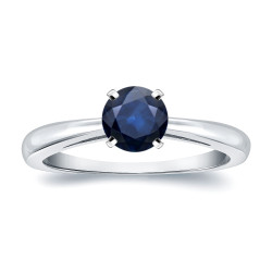 Gold 1/2ct Round Blue Sapphire Gemstone Solitaire Engagement Ring - Handcrafted By Name My Rings™