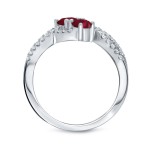 Gold 1/2ct Ruby and 1/4ct TDW 2-Stone Round Diamond Engagement Ring - Handcrafted By Name My Rings™