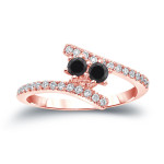 Gold 1/2ct TDW 2-Stone Round Cut Black Diamond Engagement Ring - Handcrafted By Name My Rings™