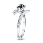 Gold 1/2ct TDW 2-Stone Round Cut Black Diamond Engagement Ring - Handcrafted By Name My Rings™