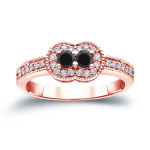 Gold 1/2ct TDW 2-Stone Round Cut Black Diamond Engagement Ring - Handcrafted By Name My Rings™