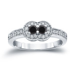 Gold 1/2ct TDW 2-Stone Round Cut Black Diamond Engagement Ring - Handcrafted By Name My Rings™