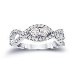 Gold 1/2ct TDW 2-Stone Round Cut Diamond Braided Engagement Ring - Handcrafted By Name My Rings™