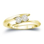 Gold 1/2ct TDW 2-Stone Round Cut Diamond Engagement Ring - Handcrafted By Name My Rings™