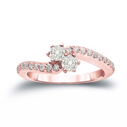 Gold 1/2ct TDW 2-Stone Round Cut Diamond Engagement Ring - Handcrafted By Name My Rings™