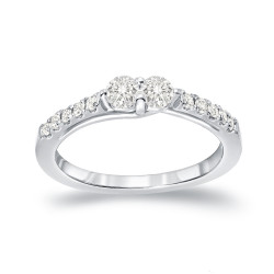 Gold 1/2ct TDW 2-Stone Round Cut Diamond Engagement Ring - Handcrafted By Name My Rings™