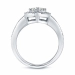Gold 1/2ct TDW 2-Stone Round Cut Diamond Halo Engagement Ring - Handcrafted By Name My Rings™