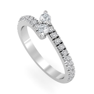 Gold 1/2ct TDW 2-Stone Round Cut Diamond Ring - Handcrafted By Name My Rings™