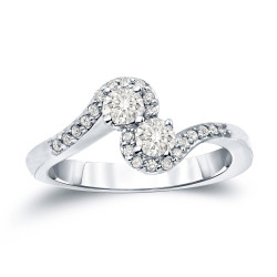 Gold 1/2ct TDW 2-Stone Round Diamond Engagement Ring - Handcrafted By Name My Rings™