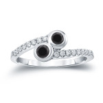 Gold 1/2ct TDW 2-stone Round-cut Black Diamond Engagement Ring - Handcrafted By Name My Rings™