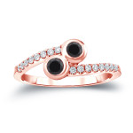 Gold 1/2ct TDW 2-stone Round-cut Black Diamond Engagement Ring - Handcrafted By Name My Rings™