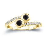 Gold 1/2ct TDW 2-stone Round-cut Black Diamond Engagement Ring - Handcrafted By Name My Rings™