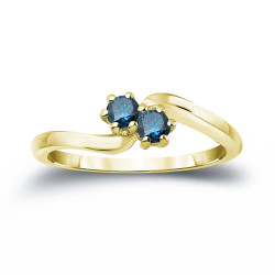 Gold 1/2ct TDW 2-stone Round-cut Blue Diamond Engagement Ring - Handcrafted By Name My Rings™