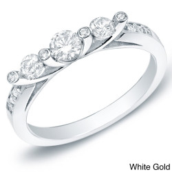 Gold 1/2ct TDW 3-stone Diamond Trellis Engagement Ring - Handcrafted By Name My Rings™