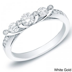 Gold 1/2ct TDW 3-stone Diamond Trellis Engagement Ring - Handcrafted By Name My Rings™
