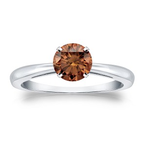 Gold 1/2ct TDW 4-Prong Round Cut Brown Diamond Solitaire Engagement Ring - Handcrafted By Name My Rings™