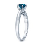 Gold 1/2ct TDW 6-Prong Round Cut Blue Diamond Solitaire Engagement Ring - Handcrafted By Name My Rings™