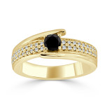 Gold 1/2ct TDW Black Round Diamond Engagement Ring - Handcrafted By Name My Rings™