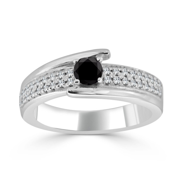 Gold 1/2ct TDW Black Round Diamond Engagement Ring - Handcrafted By Name My Rings™