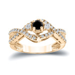 Gold 1/2ct TDW Black and White Diamond Engagement Ring - Handcrafted By Name My Rings™