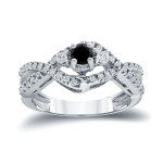 Gold 1/2ct TDW Black and White Diamond Engagement Ring - Handcrafted By Name My Rings™
