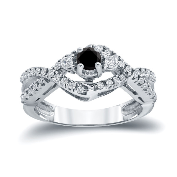 Gold 1/2ct TDW Black and White Diamond Engagement Ring - Handcrafted By Name My Rings™