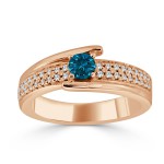 Gold 1/2ct TDW Blue Round Diamond Engagement Ring - Handcrafted By Name My Rings™