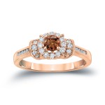 Gold 1/2ct TDW Brown Diamond Engagement Ring - Handcrafted By Name My Rings™