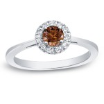Gold 1/2ct TDW Brown Diamond Halo Engagement Ring - Handcrafted By Name My Rings™