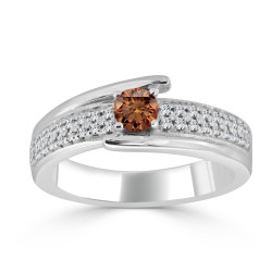 Gold 1/2ct TDW Brown Round Diamond Engagement Ring - Handcrafted By Name My Rings™