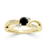 Gold 1/2ct TDW Bypass Black Diamond Engagement Ring - Handcrafted By Name My Rings™