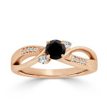Gold 1/2ct TDW Bypass Black Diamond Engagement Ring - Handcrafted By Name My Rings™