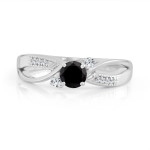 Gold 1/2ct TDW Bypass Black Diamond Engagement Ring - Handcrafted By Name My Rings™