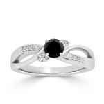 Gold 1/2ct TDW Bypass Black Diamond Engagement Ring - Handcrafted By Name My Rings™