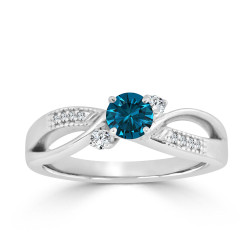 Gold 1/2ct TDW Bypass Blue Diamond Engagement Ring - Handcrafted By Name My Rings™