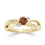 Gold 1/2ct TDW Bypass Brown Diamond Engagement Ring - Handcrafted By Name My Rings™