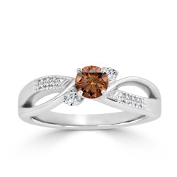 Gold 1/2ct TDW Bypass Brown Diamond Engagement Ring - Handcrafted By Name My Rings™
