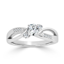 Gold 1/2ct TDW Bypass Diamond Engagement Ring - Handcrafted By Name My Rings™