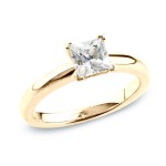 Gold 1/2ct TDW Certified Princess Diamond Solitaire Ring - Handcrafted By Name My Rings™