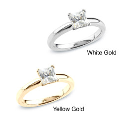 Gold 1/2ct TDW Certified Princess Diamond Solitaire Ring - Handcrafted By Name My Rings™