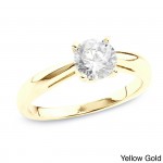 Gold 1/2ct TDW Certified Round Diamond Solitaire Ring - Handcrafted By Name My Rings™