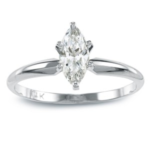 Gold 1/2ct TDW Marquise Diamond Solitaire Engagement Ring - Handcrafted By Name My Rings™