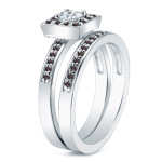 Gold 1/2ct TDW Princess Black and White Diamond Bridal Ring Set - Handcrafted By Name My Rings™